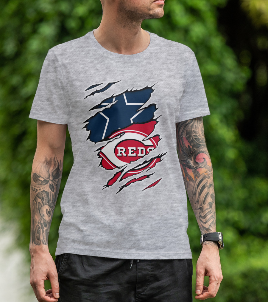 Cowboys Star Reds Logo Ripped T-Shirt