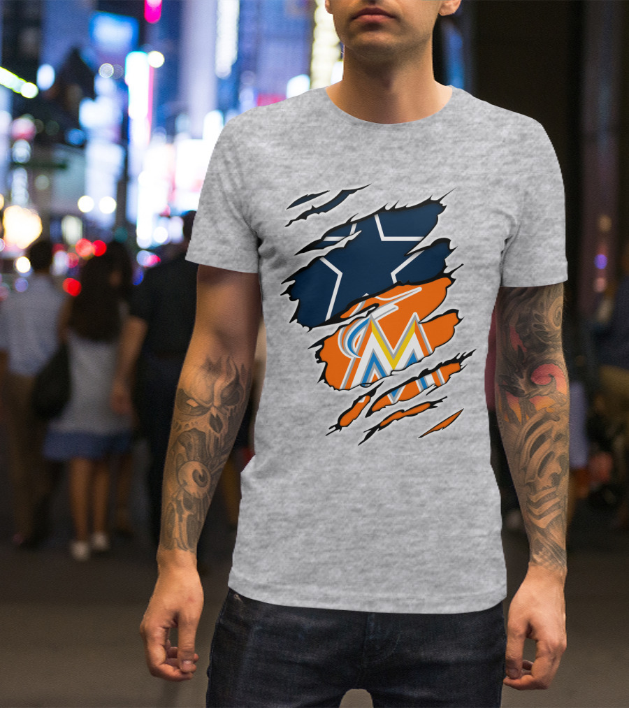 Cowboys Marlins Logo Tear T-Shirt