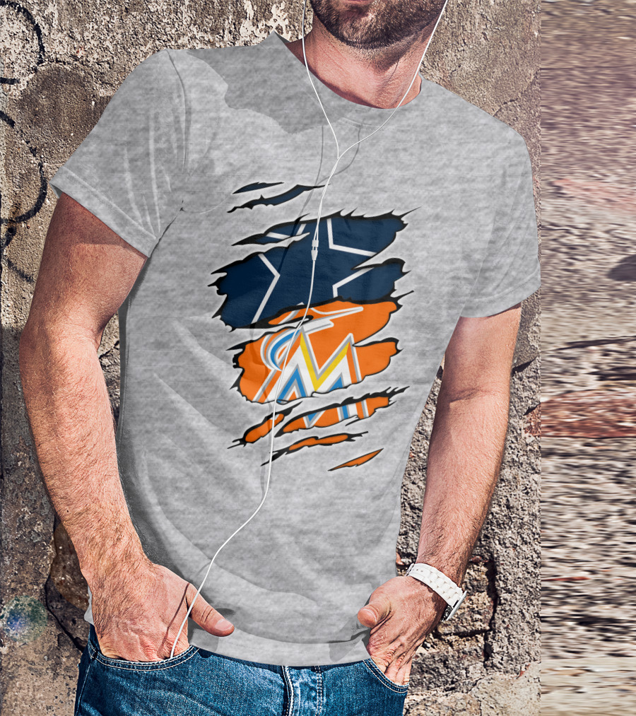 Cowboys Marlins Logo Tear T-Shirt