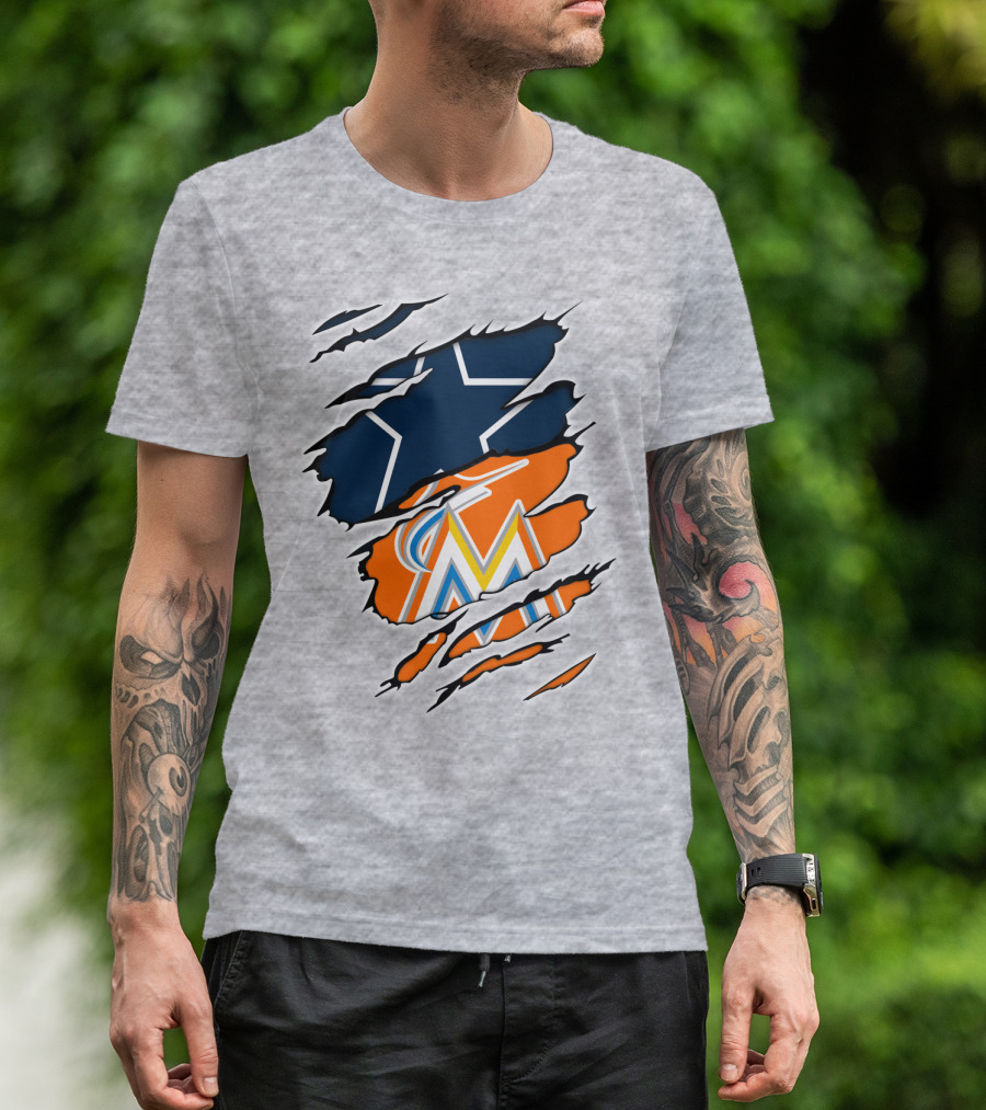 Cowboys Marlins Logo Tear T-Shirt