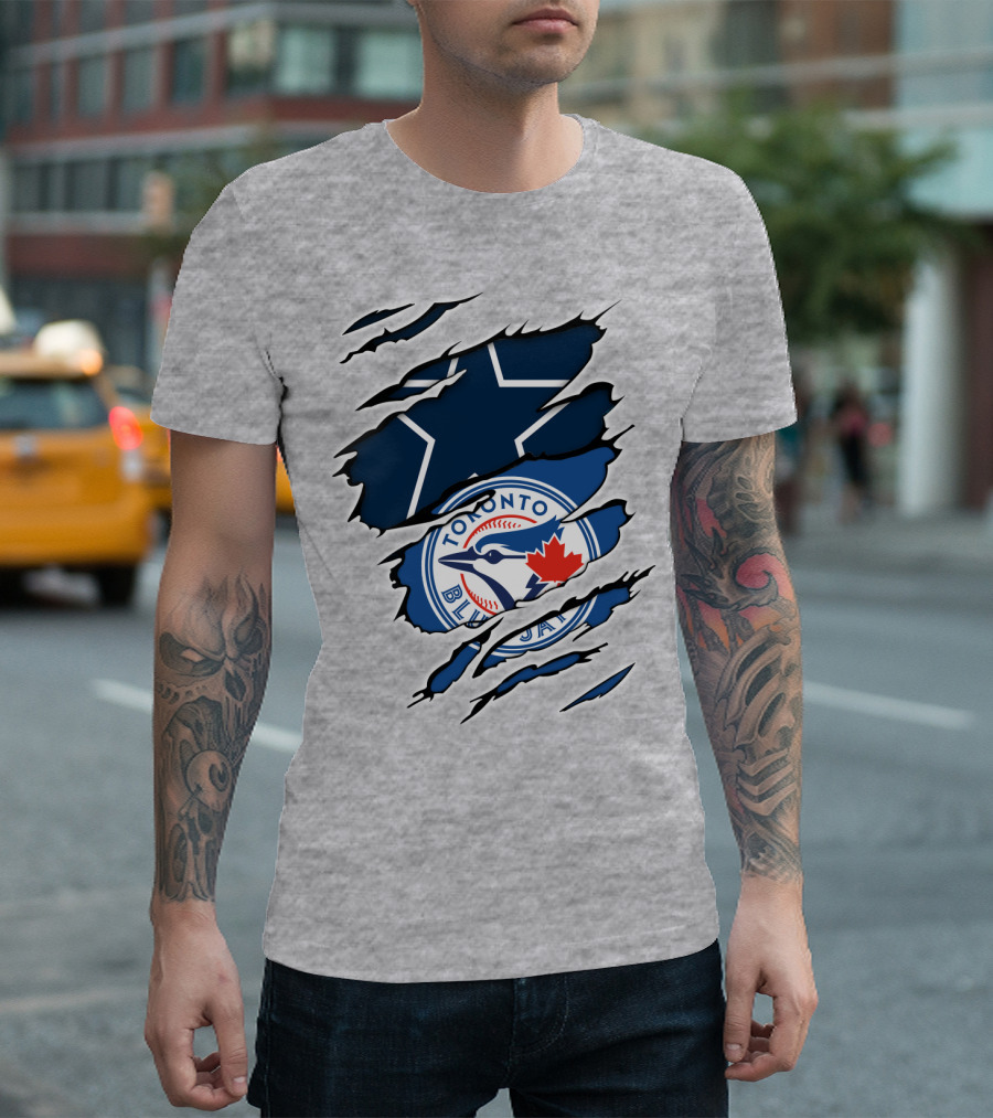 Toronto Blue Jays Dallas Cowboys Ripped T-Shirt