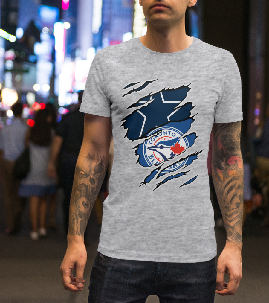 Toronto Blue Jays Dallas Cowboys Ripped T-Shirt