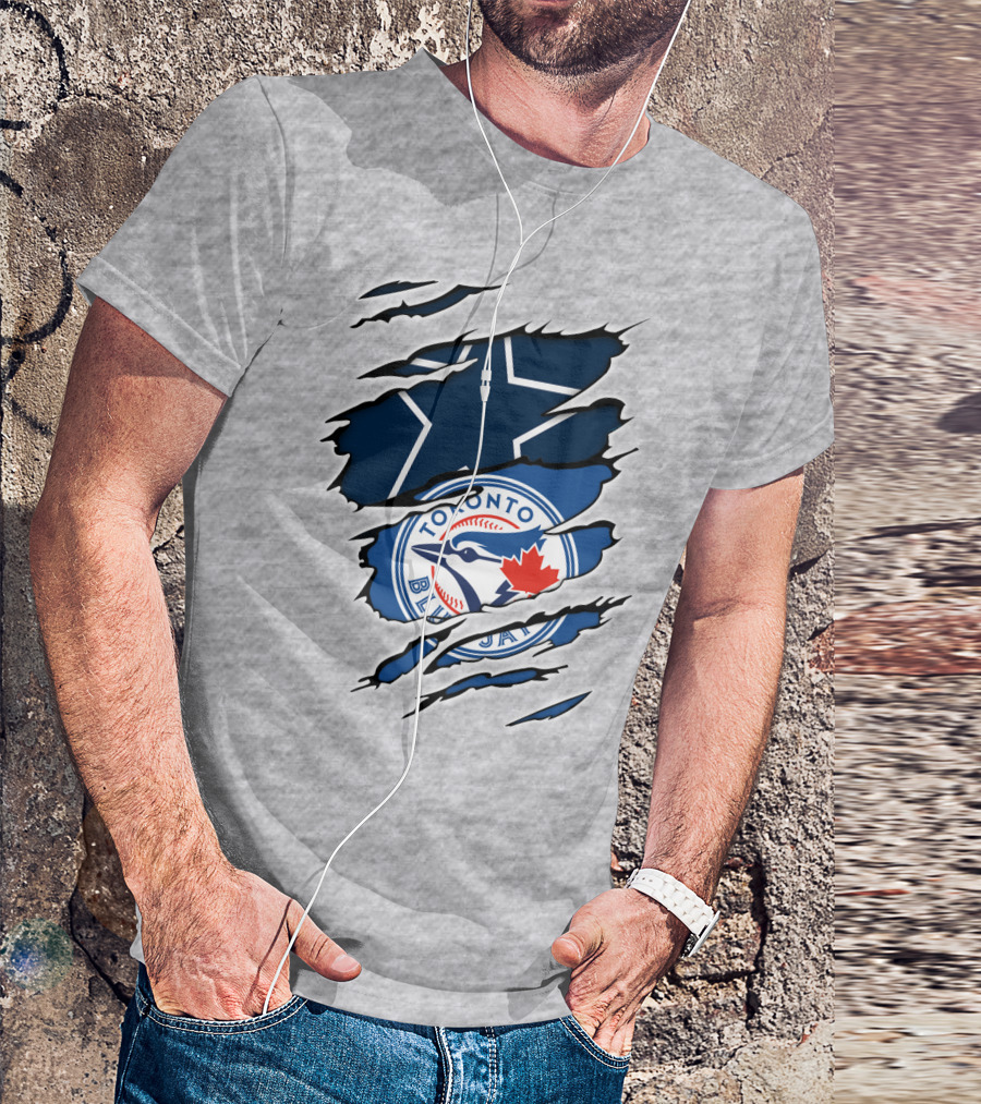 Toronto Blue Jays Dallas Cowboys Ripped T-Shirt