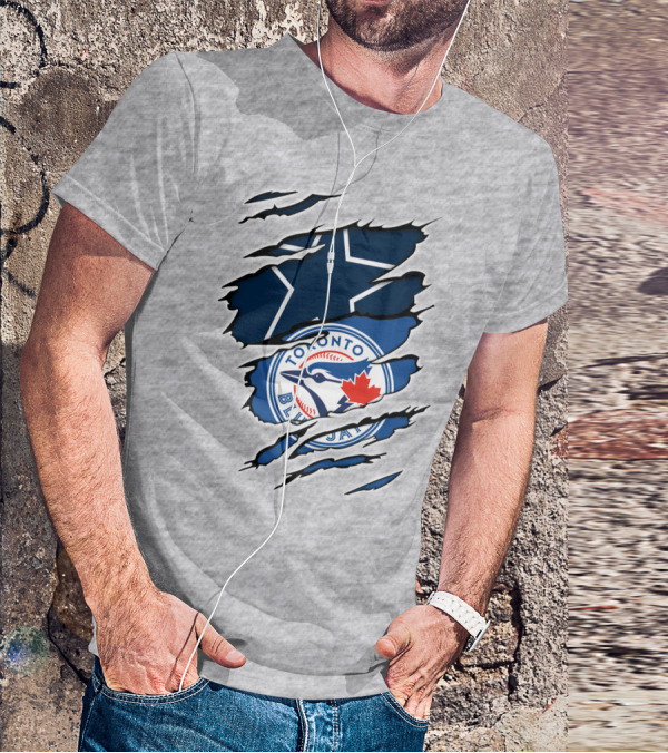 Toronto Blue Jays Dallas Cowboys Ripped T-Shirt