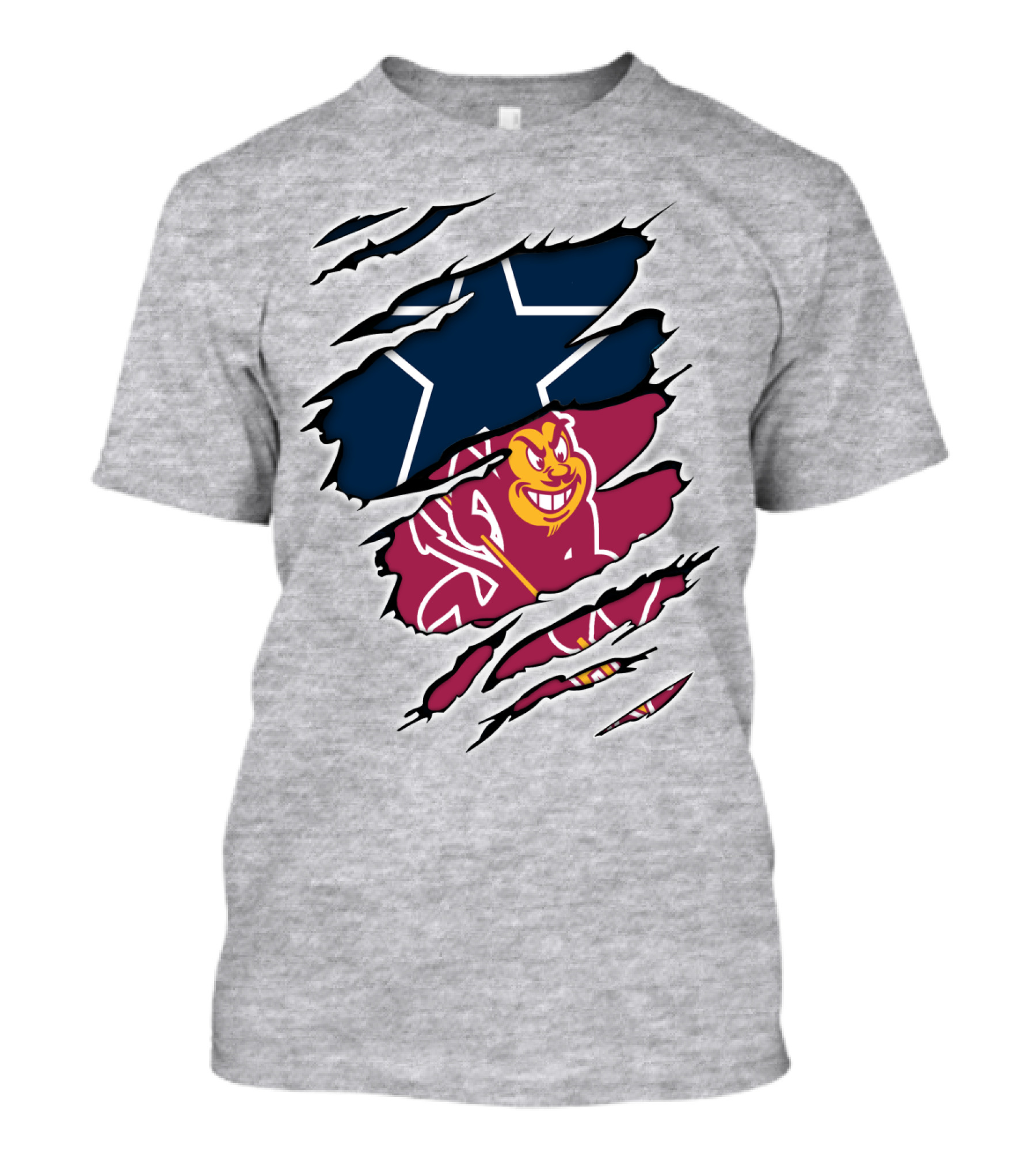 Cowboys ASU Cowboys Logo Mashup With Blue Star And Sun Devil T-Shirt