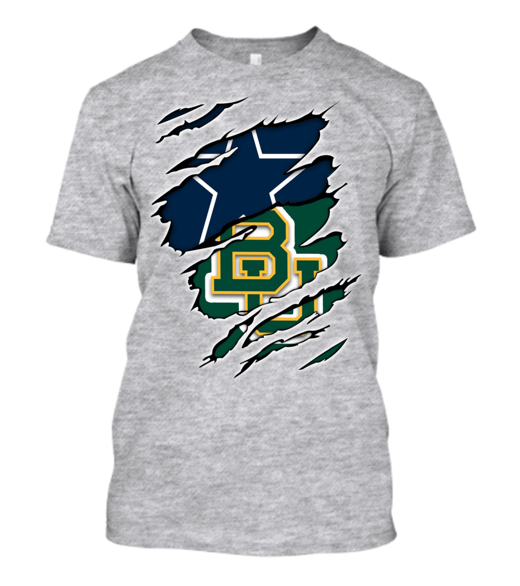Baylor Cowboys Star Rip Claw Marks T-Shirt
