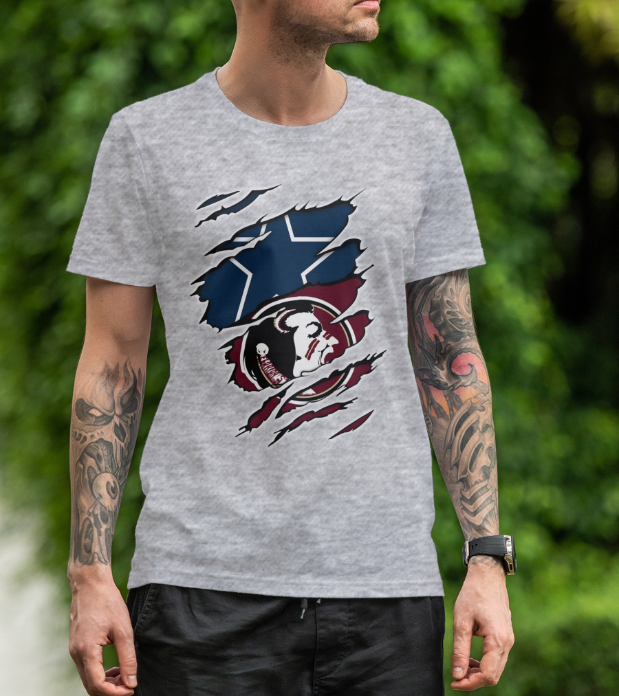 Cowboys Seminoles Star Logo Football Fan Merge T-Shirt