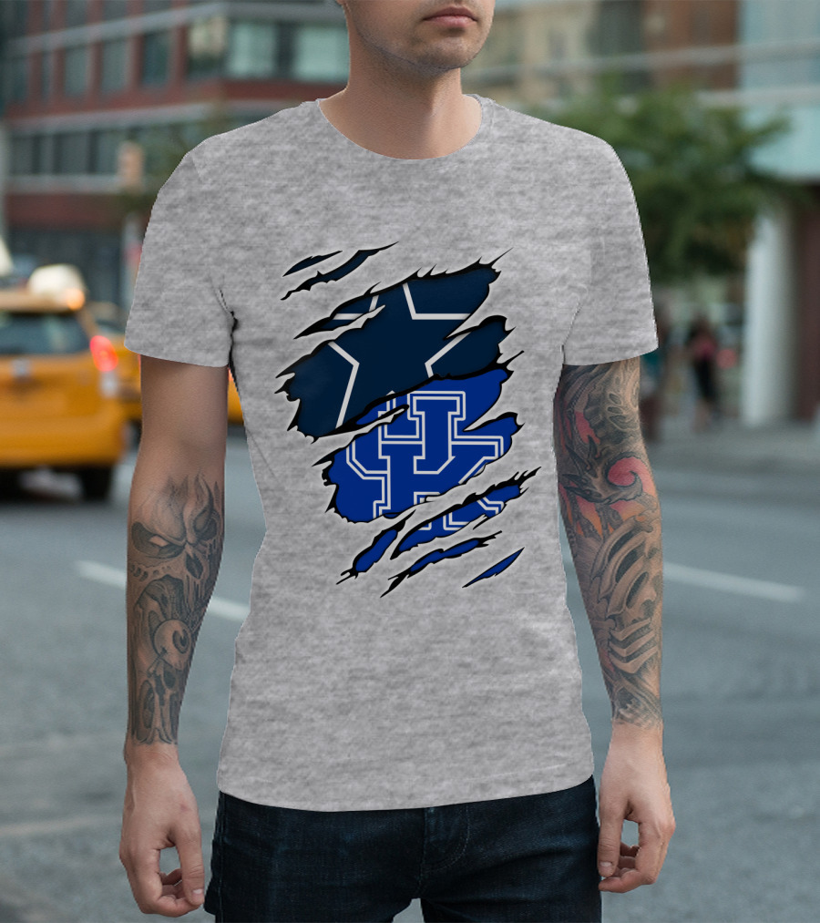 Dallas Cowboys Kentucky Wildcats Rip Effect T-Shirt