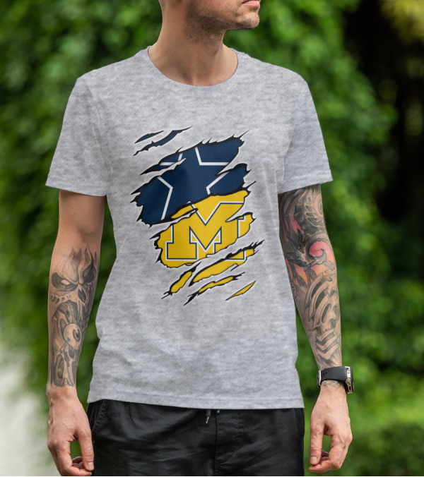 Cowboys Michigan Wolverines Star Logo Fusion T-Shirt