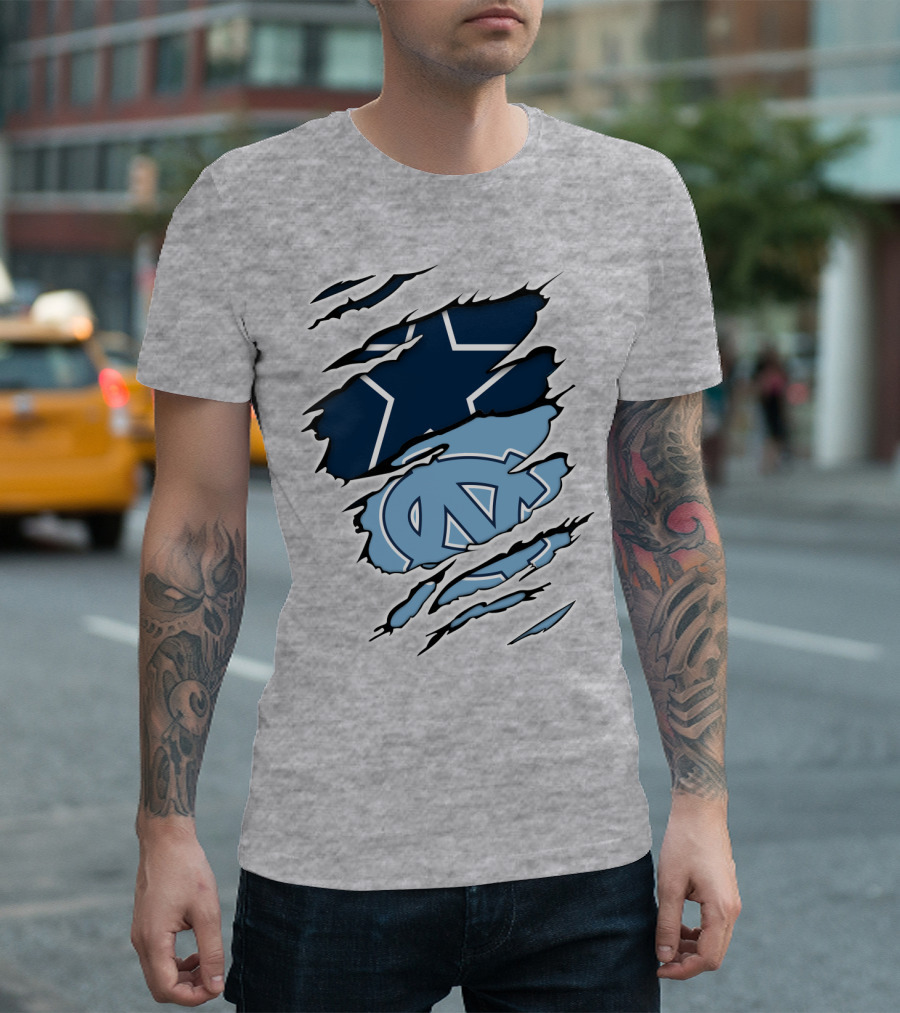 Cowboys Star Tar Heels Logo Dallas Carolina Fans T-Shirt