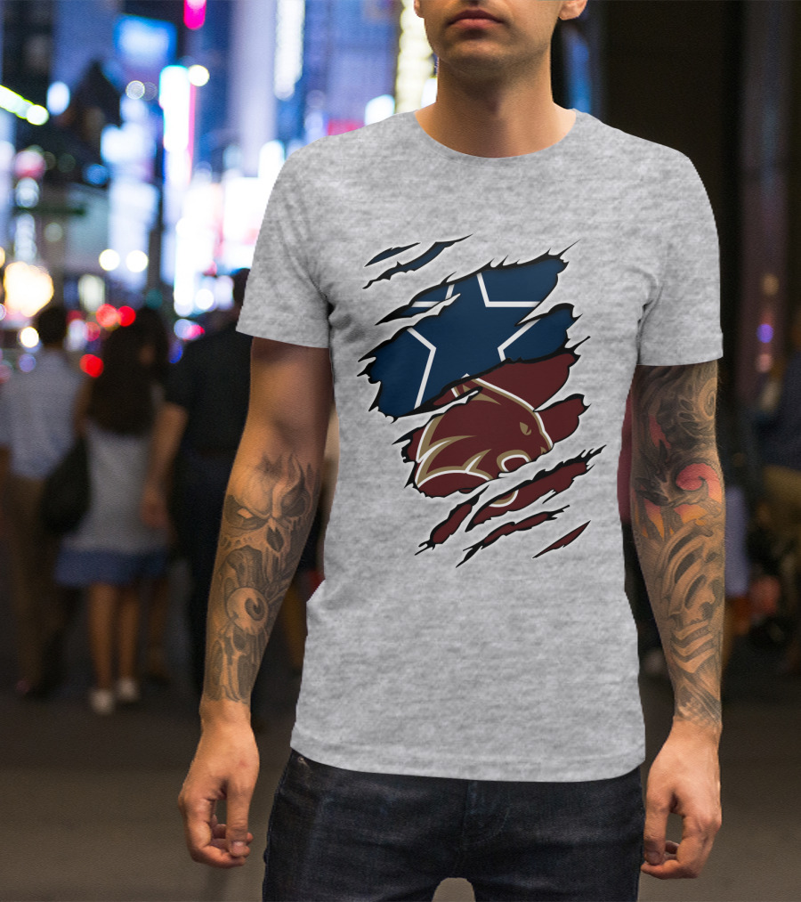 Cowboys Texas States Cowboys Star And Bear Claw Scratch T-Shirt