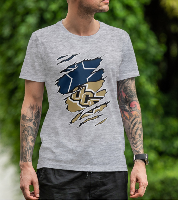 Cowboys UCF Rip Design Cowboys Star Gold T-Shirt