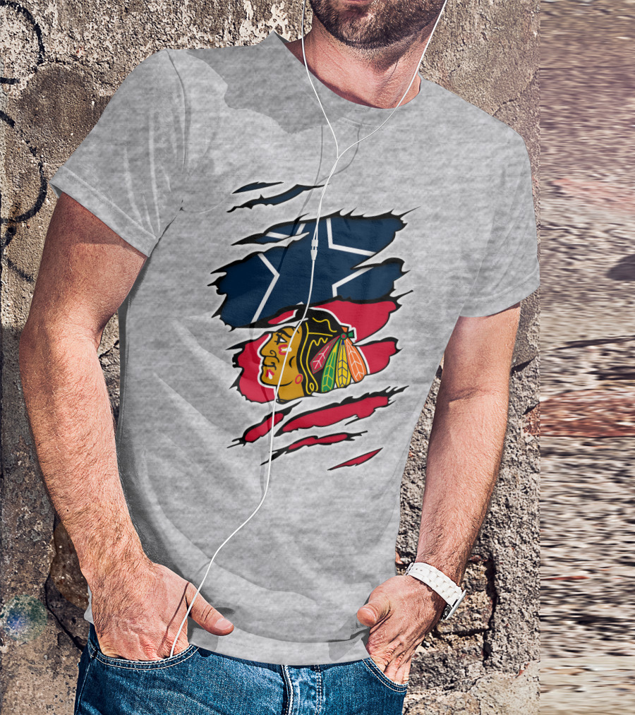 Cowboys Blackhawks Star Ripped T-Shirt
