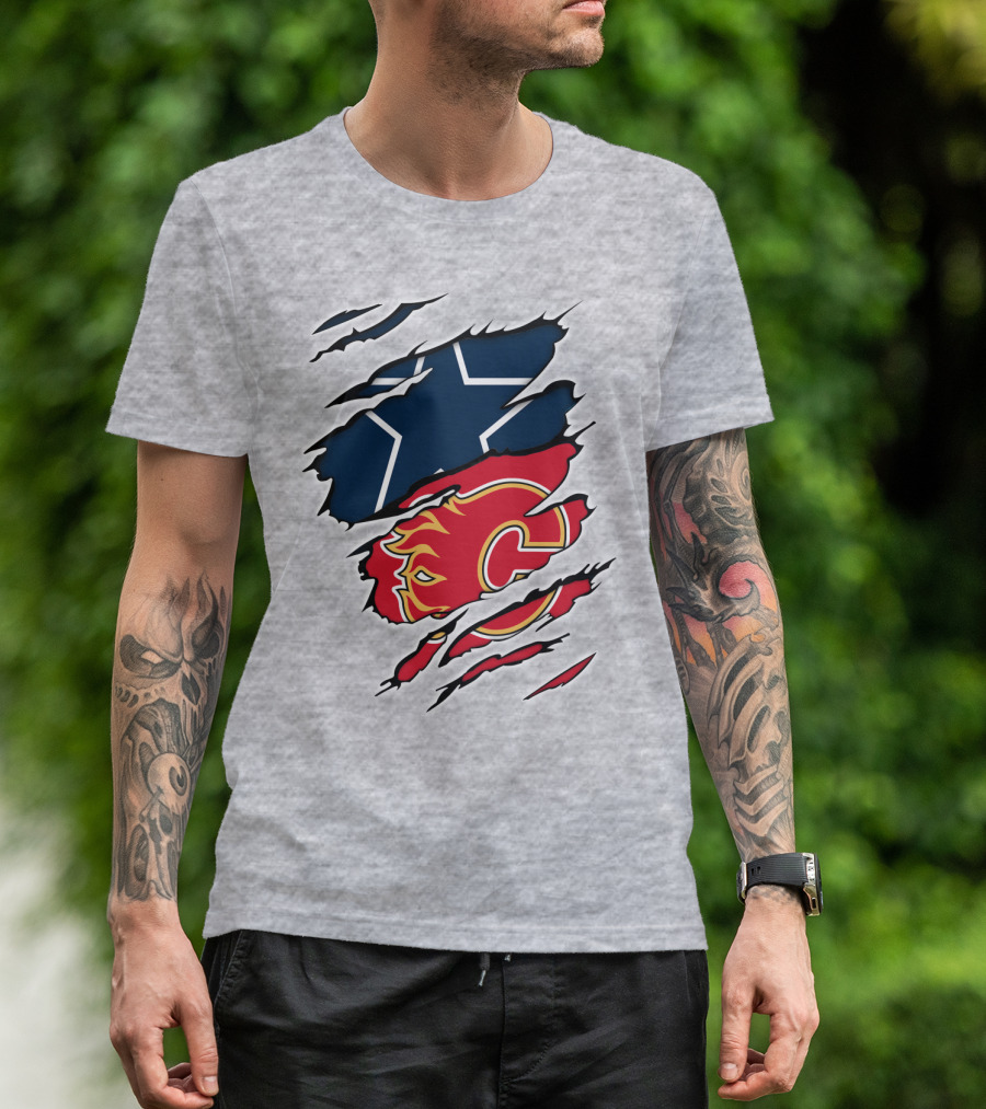 Dallas Cowboys Calgary Flames Rivalry Crossover T-Shirt