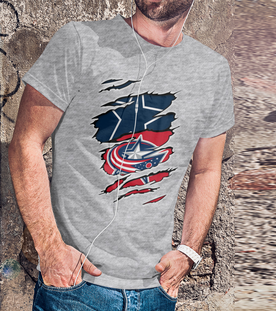 Dallas Cowboys Columbus Blue Jackets Fan Crossover T-Shirt