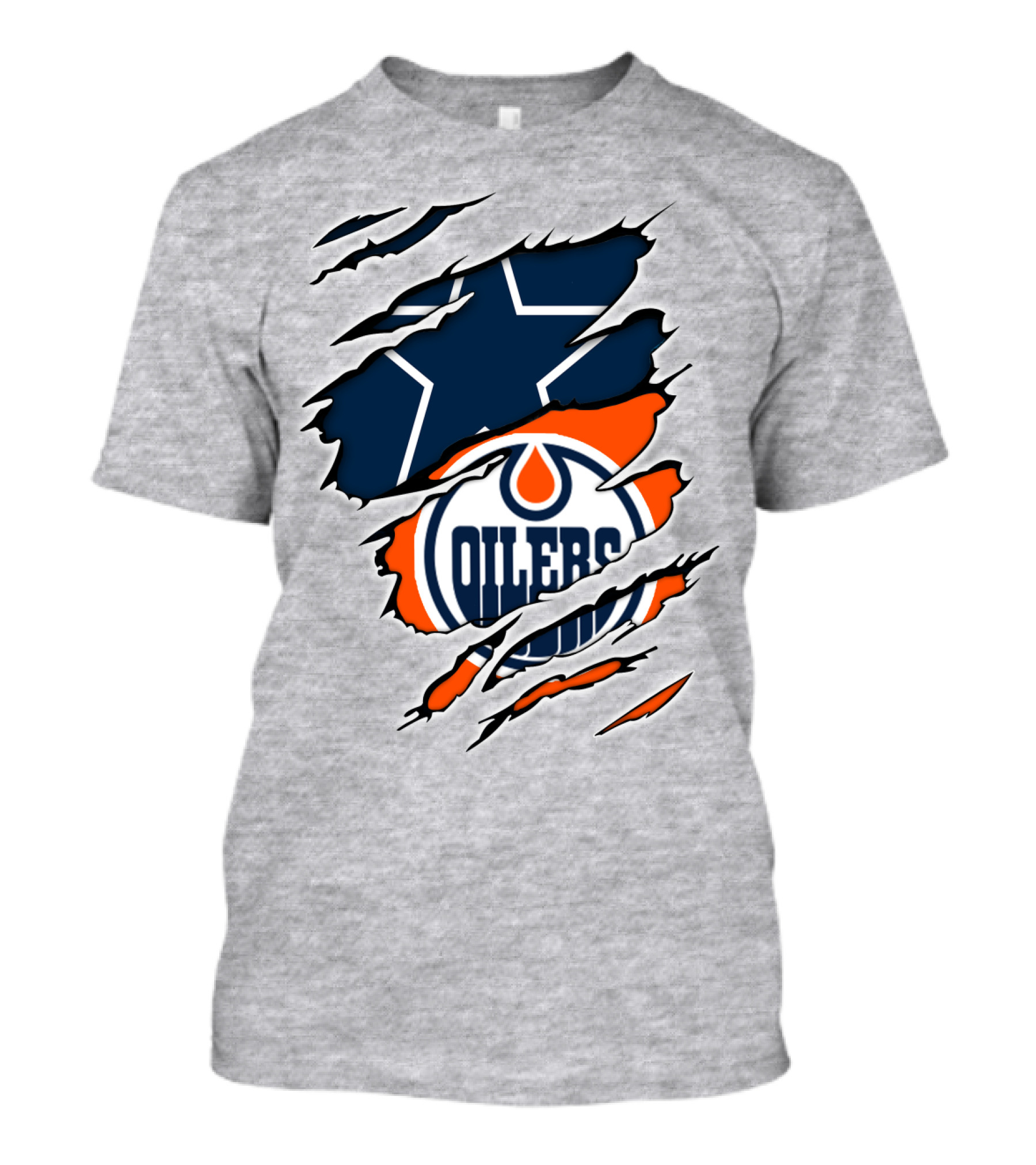 Cowboys Oilers Logos Ripped T-Shirt