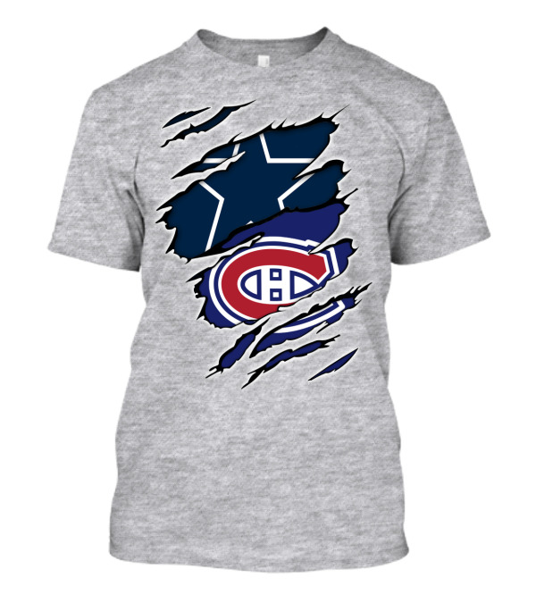 Cowboys Canadiens Logos Ripped T-Shirt