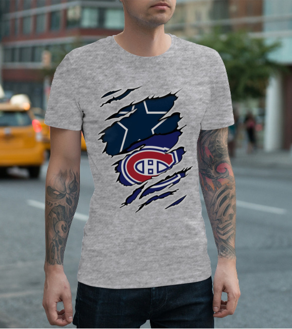 Cowboys Canadiens Logos Ripped T-Shirt