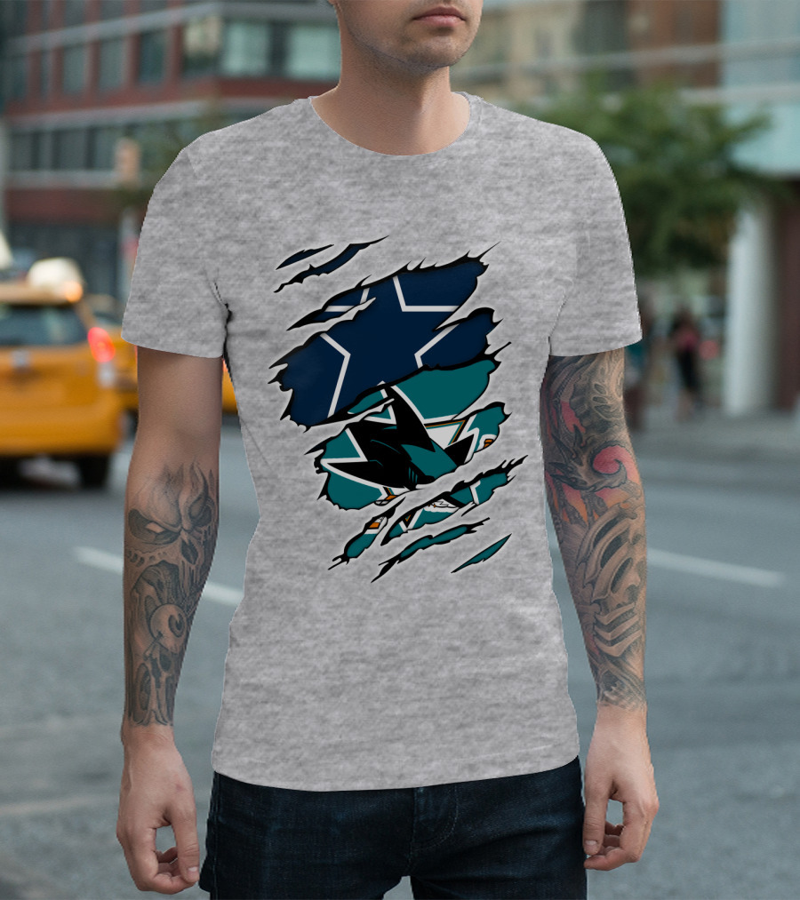 Dallas Cowboys San Jose Sharks Fan Crossover T-Shirt