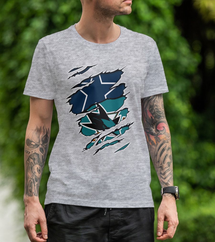 Dallas Cowboys San Jose Sharks Fan Crossover T-Shirt
