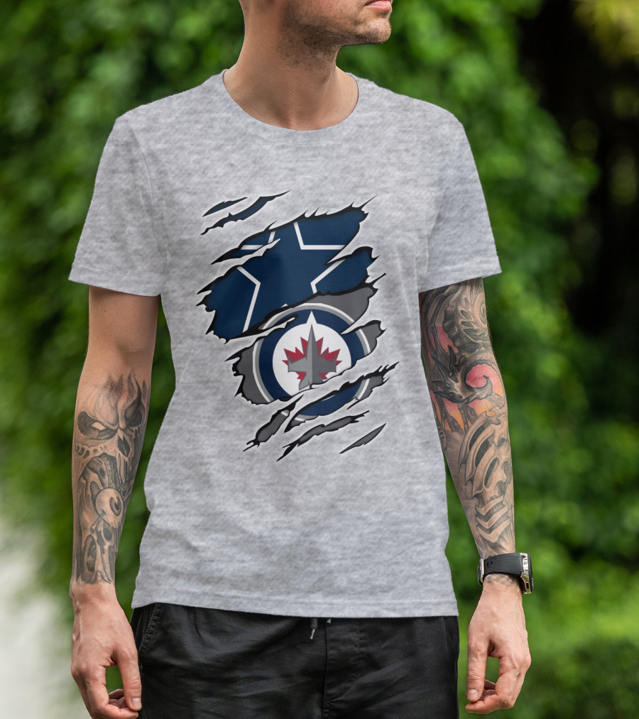 Cowboys Jets Logos Rip T-Shirt