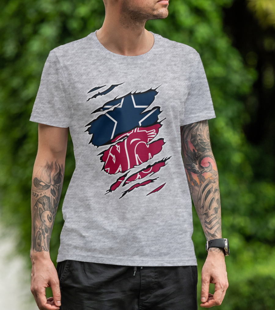 Cowboys Washington State Cougars Star Claw Marks T-Shirt