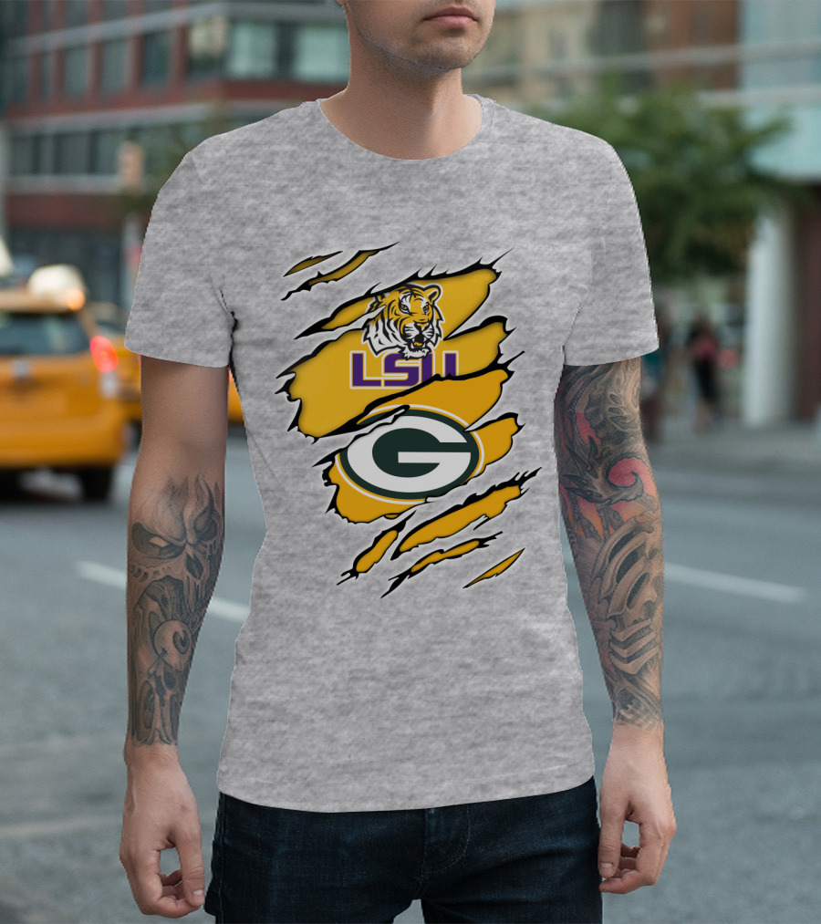 LSU Tigers Green Bay Packers Claw Marks T-Shirt