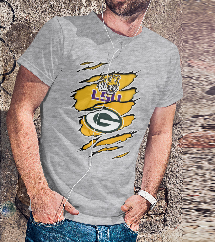 LSU Tigers Green Bay Packers Claw Marks T-Shirt