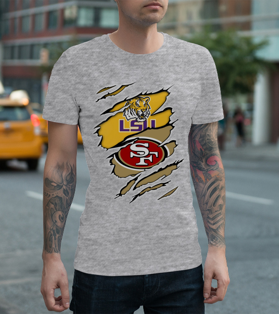LSU Tigers San Francisco 49ers Ripped T-Shirt