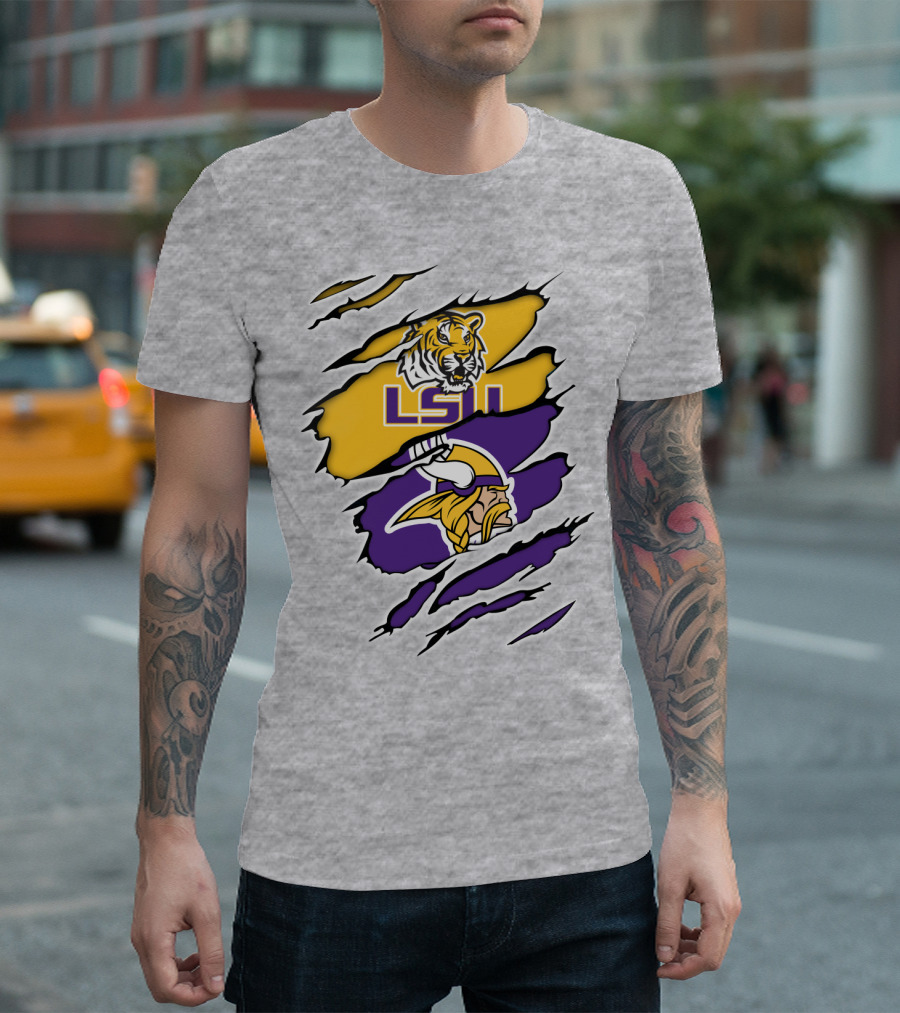LSU Tigers Vikings Ripped T-Shirt