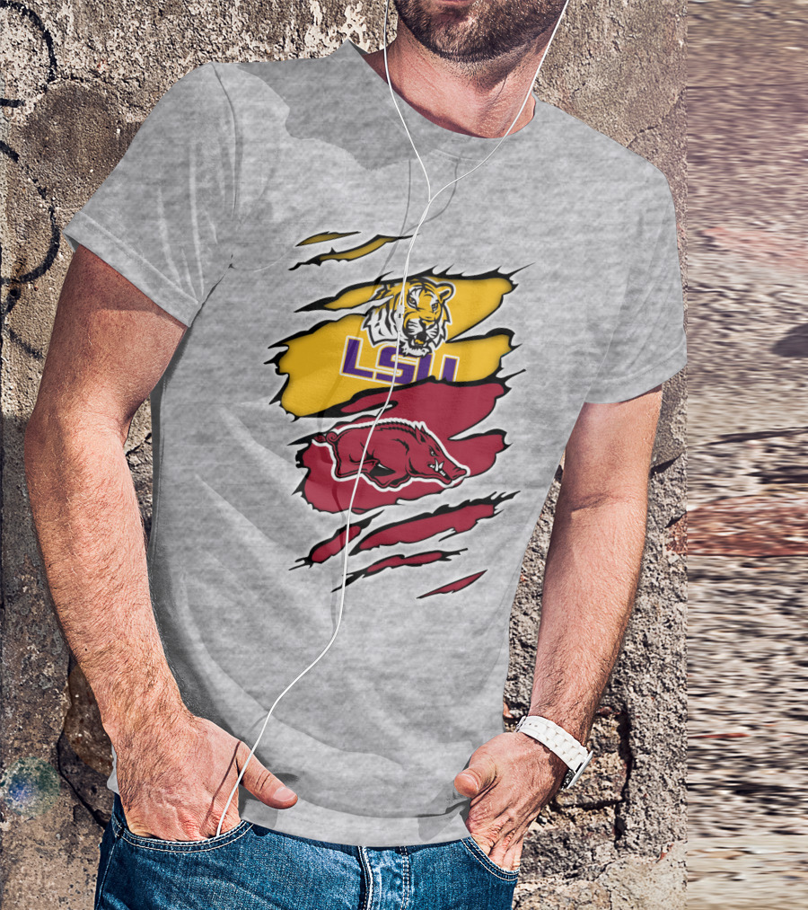 LSU Tigers Arkansas Razorbacks Rivalry Claw Marks T-Shirt