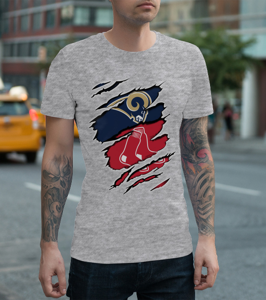 Rams Redsox Logos Fusion T-Shirt