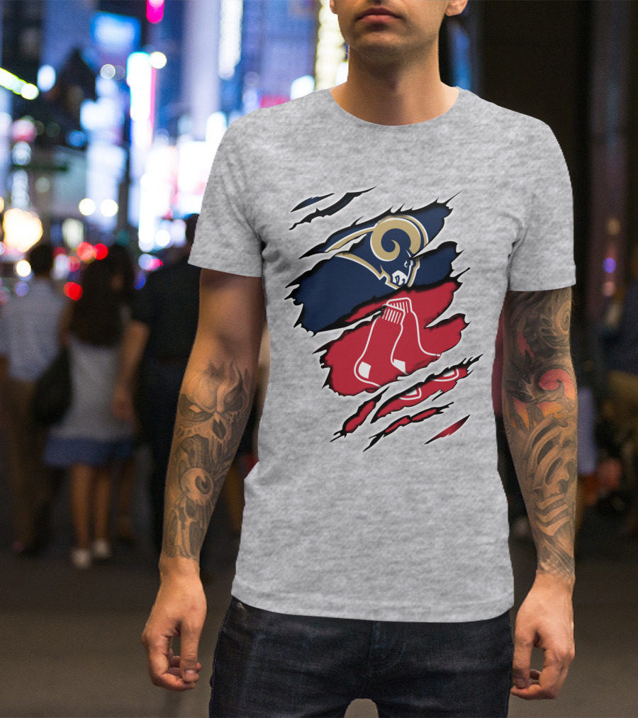 Rams Redsox Logos Fusion T-Shirt