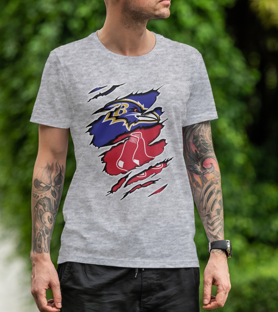Ravens Redsox Ravens Redsox Baltimore New England T-Shirt