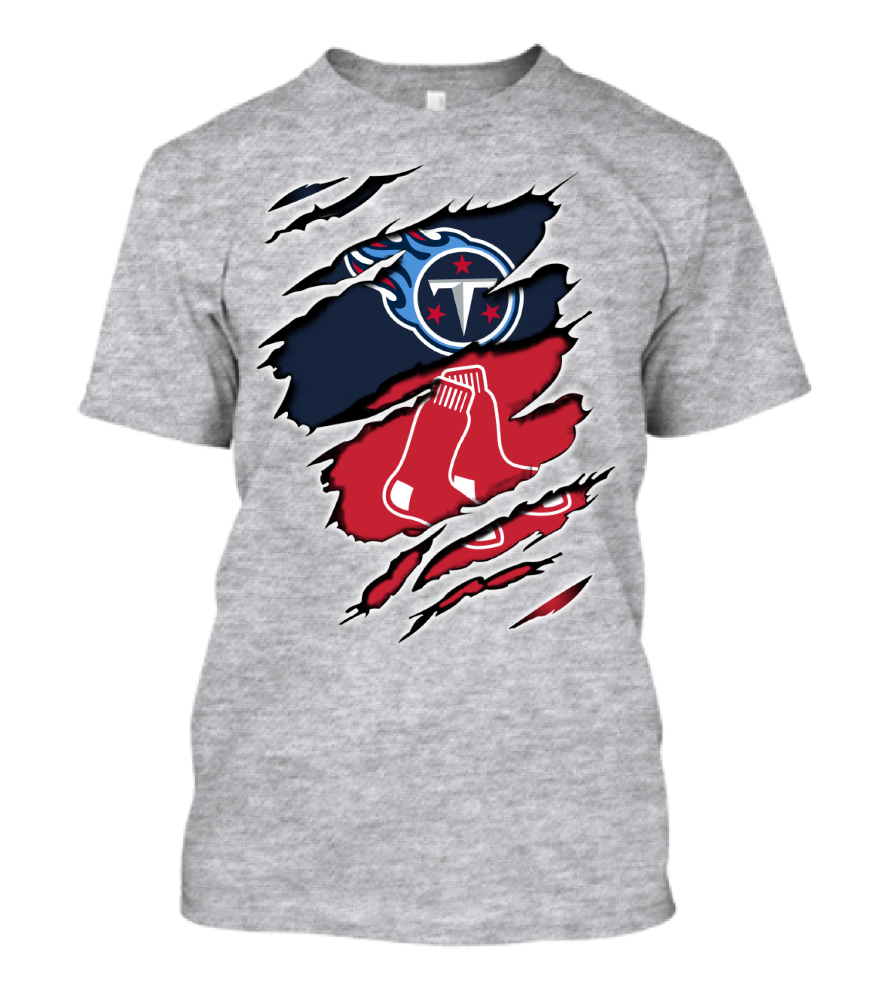 Titans Redsox Ripped NFL MLB Crossover T-Shirt