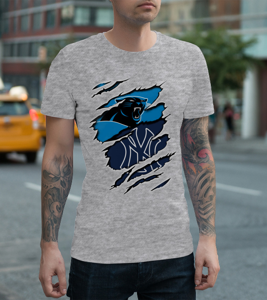 Panthers Yankees Claw Scratch Sports Fusion T-Shirt