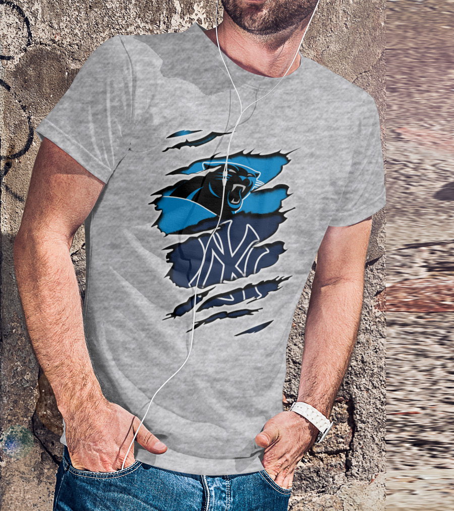 Panthers Yankees Claw Scratch Sports Fusion T-Shirt