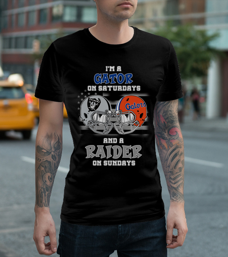 I'm a Gator on Saturdays and a Raider on Sundays Gators Raiders Helmet T-Shirt