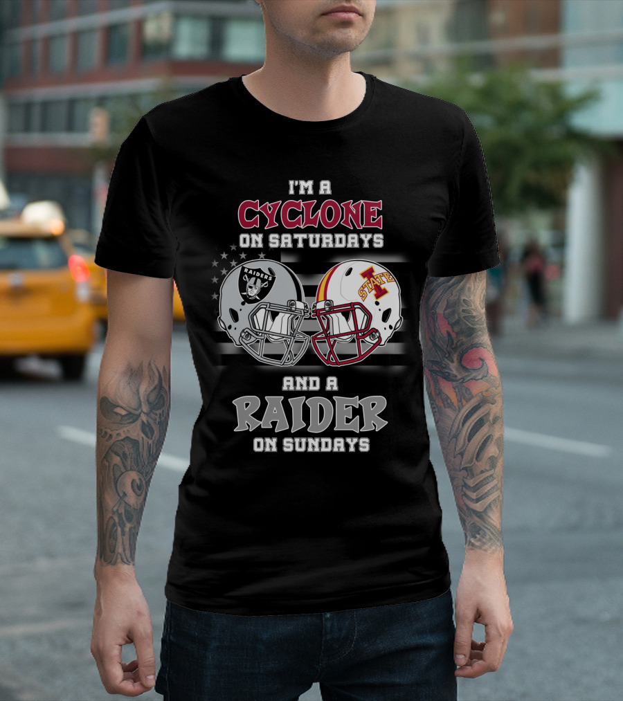I'm a Cyclone on Saturdays and a Raider on Sundays Iowa State Raiders Helmet T-Shirt