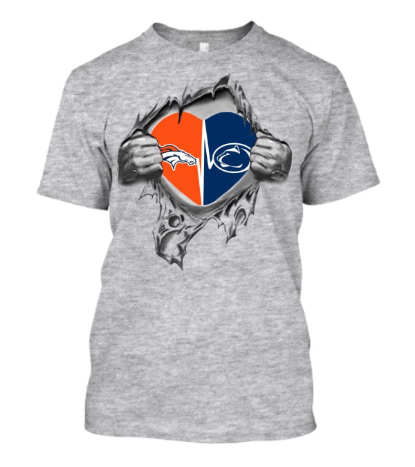 Denver Broncos Penn State Heart Rip T-Shirt