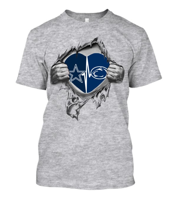 Dallas Cowboys Penn State Nittany Lions Heart Rip T-Shirt
