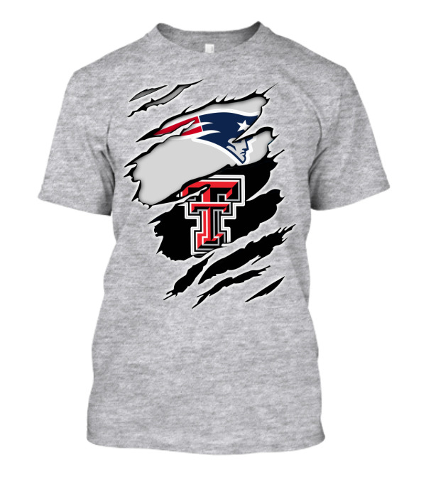 New England Patriots Texas Tech Red Raiders Logo Collaboration T-Shirt