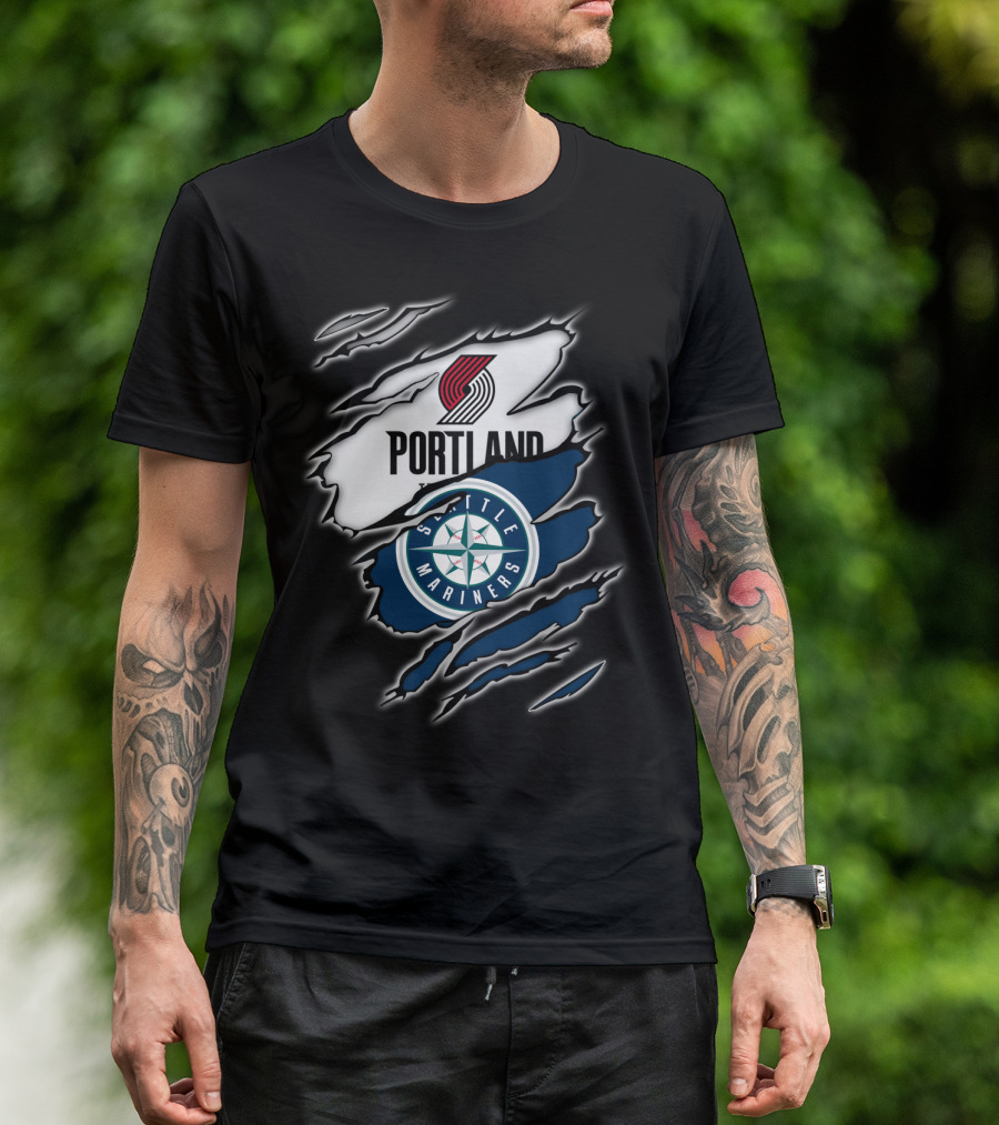 Portland Blazers Seattle Mariners Fan Collaboration T-Shirt