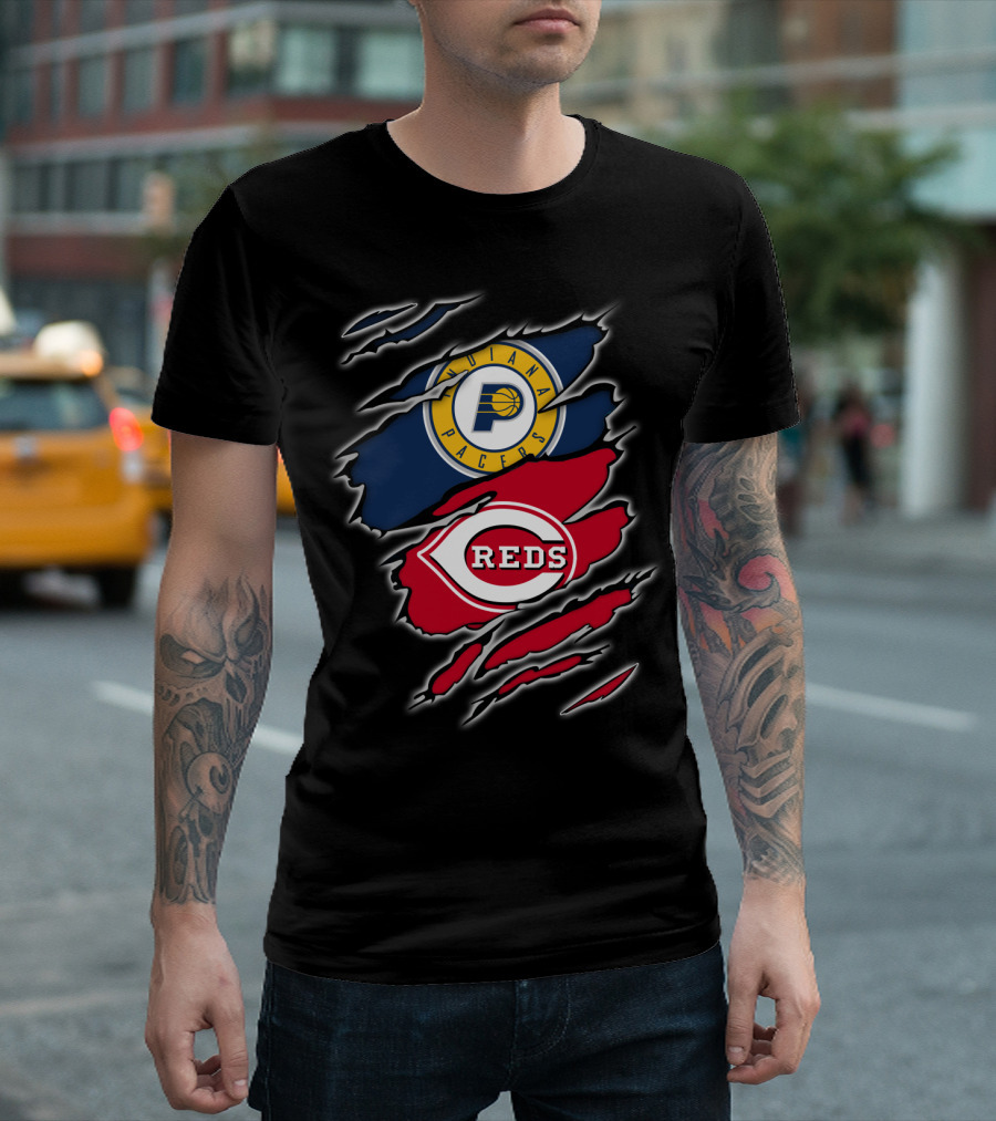 Indiana Pacers Cincinnati Reds Logo Mashup T-Shirt