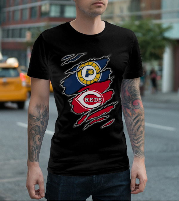 Indiana Pacers Cincinnati Reds Logo Mashup T-Shirt