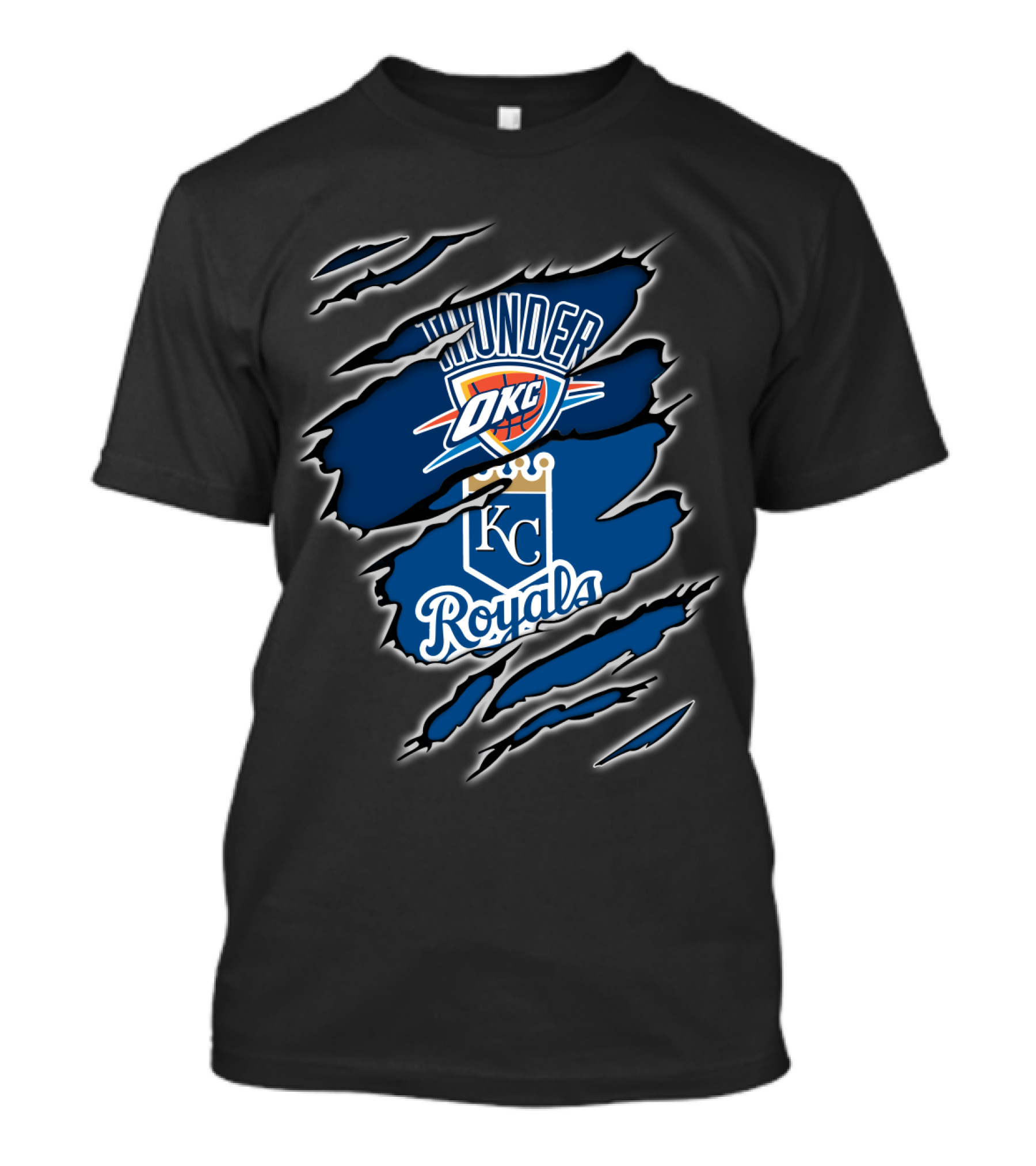 Oklahoma City Thunder KC Royals Emblem Mashup T-Shirt