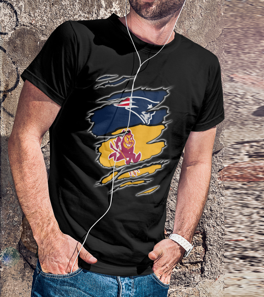Patriots Logo And Arizona State University Sun Devils Split T-Shirt