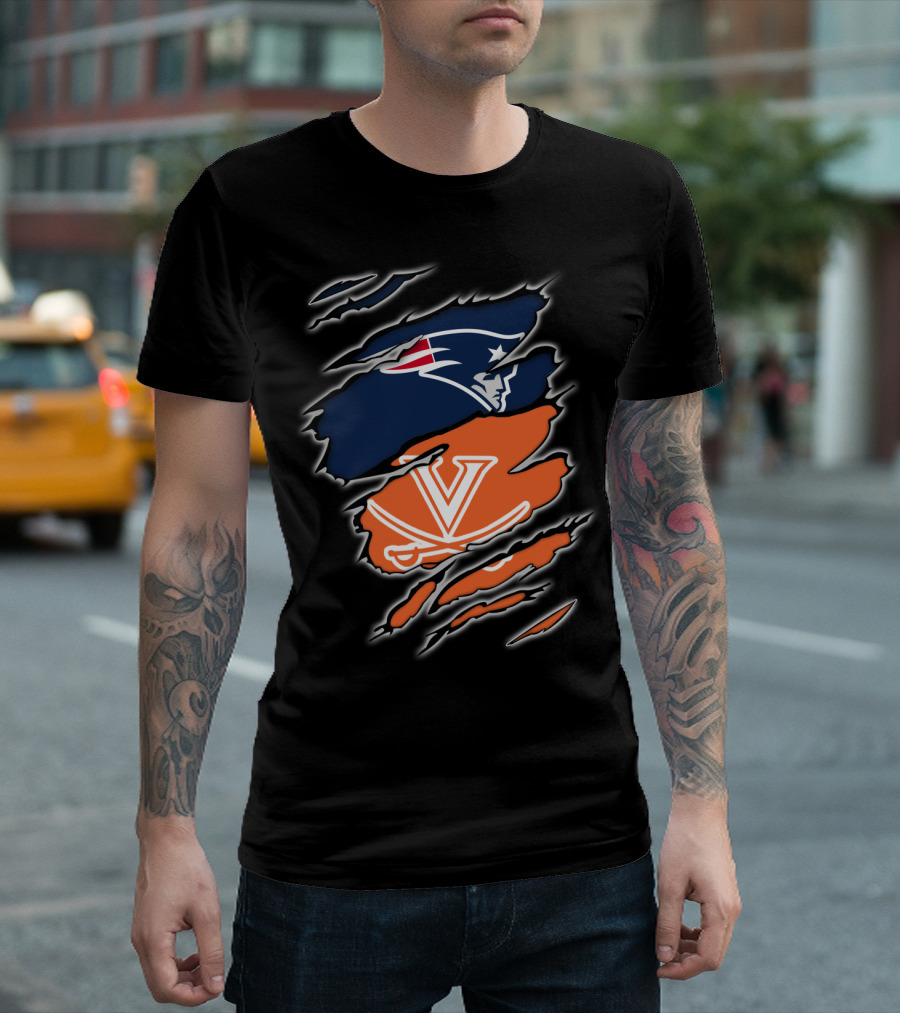 New England Patriots Virginia Cavaliers Crossover Fan T-Shirt