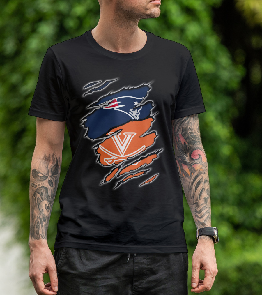 New England Patriots Virginia Cavaliers Crossover Fan T-Shirt