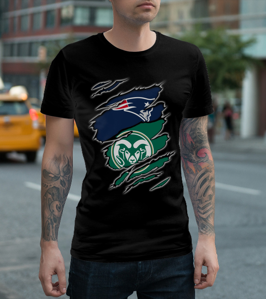 New England Patriots Colorado State Rams Claw T-Shirt